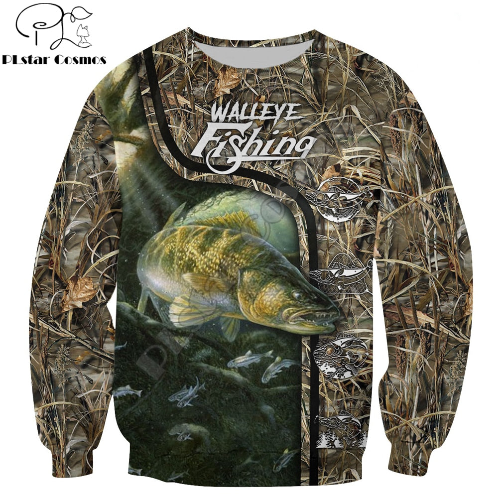 Beautiful Walleye Fishing 3D All Over Printed Unisex Deluxe Hoodie Men Sweatshirt Zip Pullover Casual Jacket Tracksuit DW0308
