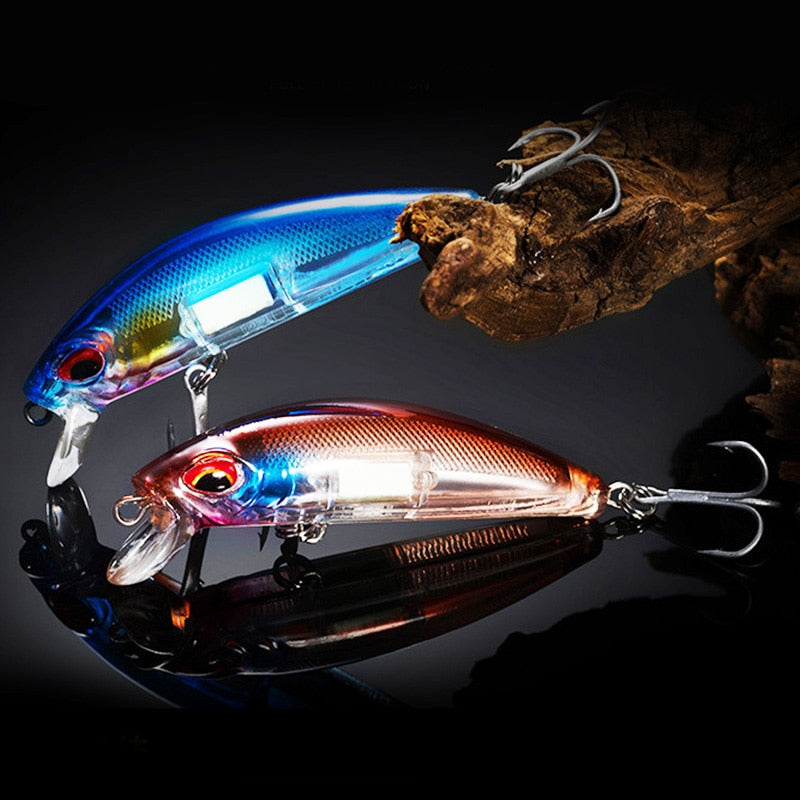 1Pcs 3D Eyes Luminous Minnow Fishing Lures 7cm 11.5g Jig Sinking  Wobblers Hard Bait Artificial Crankbait Night Fishing Pesca