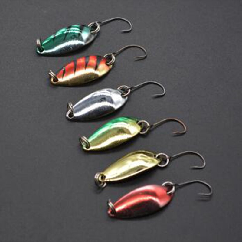 OUTKIT 6pcs/lot 3g 3.cm Fishing Tackle Bait Fishing Metal Spoon Lure Bait For Trout Bass Spoons Small Hard Sequins Spinner Spoon