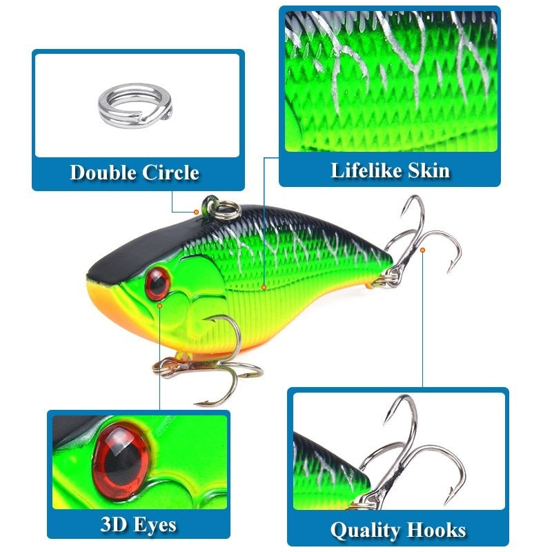 1PCS Hard Fishing Lure 7cm 18.8G Plastic VIB Hard Artificial Bait Treble Hooks Peche Bass Pike Trolling Pesca Fishing Tackle