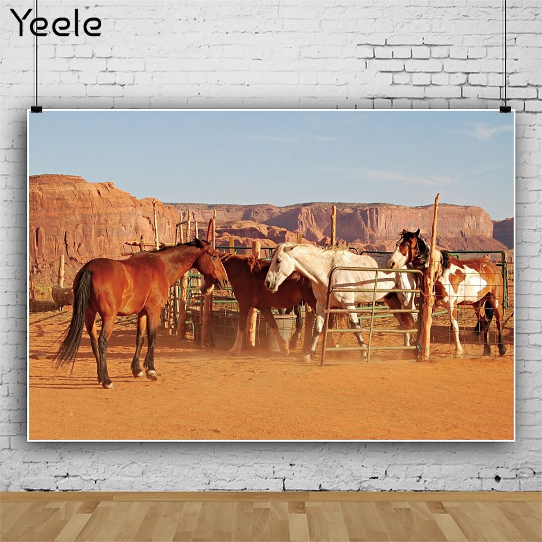 Yeele Old Warehouse Farm Rural West Cowboy Horse Home Decor Desert Landscape Banner Photo Background Backdrop For Photography