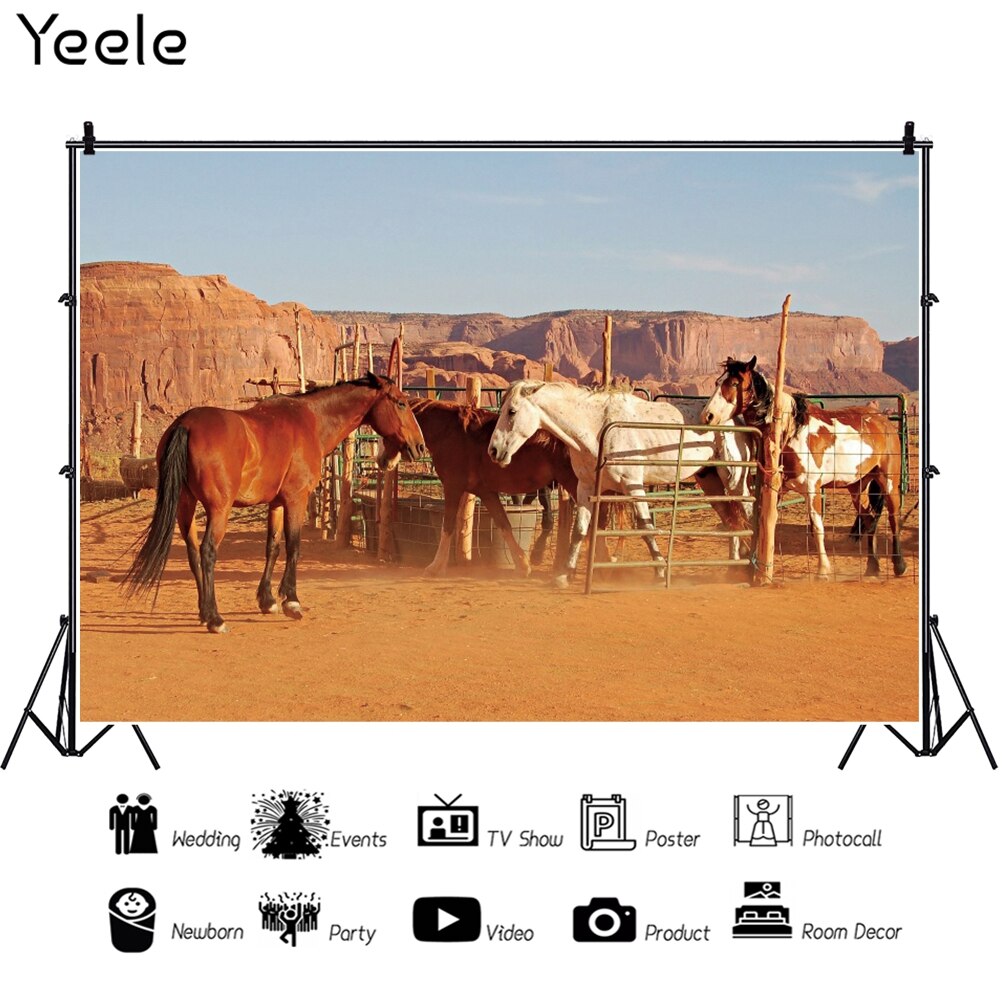 Yeele Old Warehouse Farm Rural West Cowboy Horse Home Decor Desert Landscape Banner Photo Background Backdrop For Photography