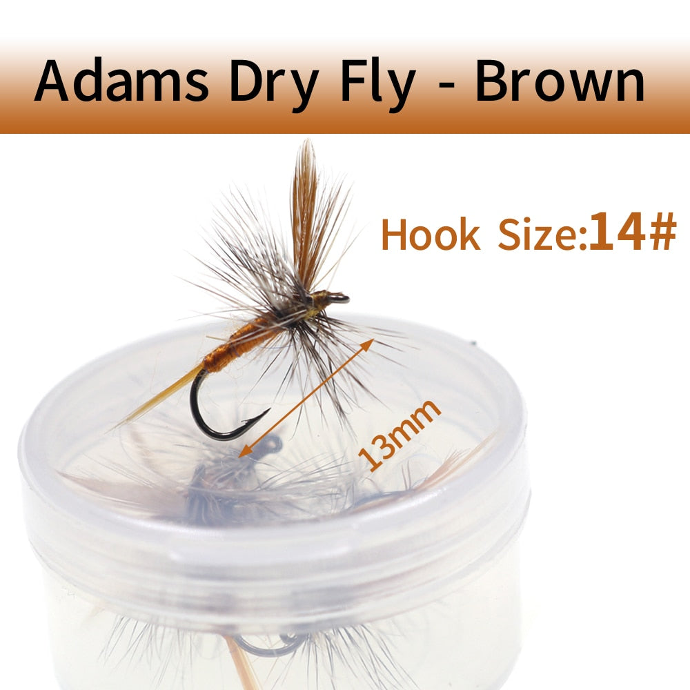 Bimoo 6pcs Brown Gray Adams Dry Fly Adult Mayfly Trout Fishing Fly Lure Baits