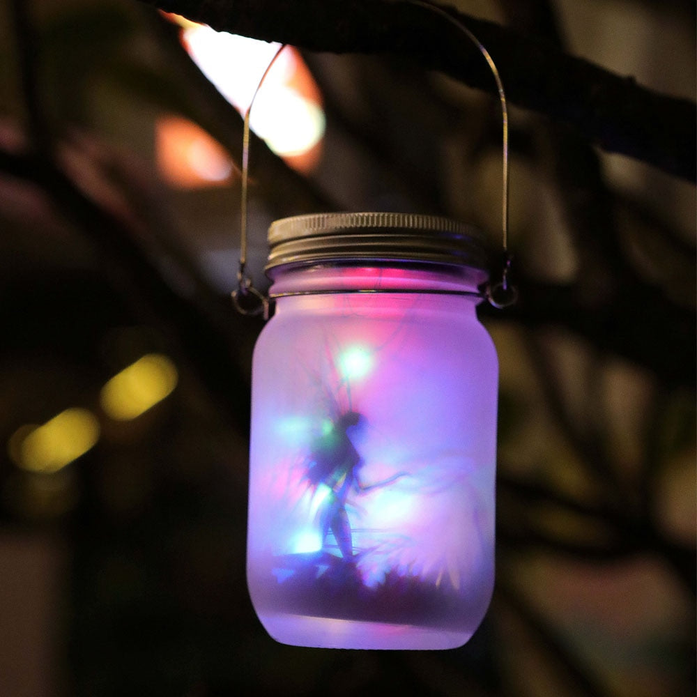 Solar Light Outdoor Fairy Lantern Hanging Glass Mason Jar Sun Garland Led Lamp for Tree Garden Fence Lawn Wedding Party Decor