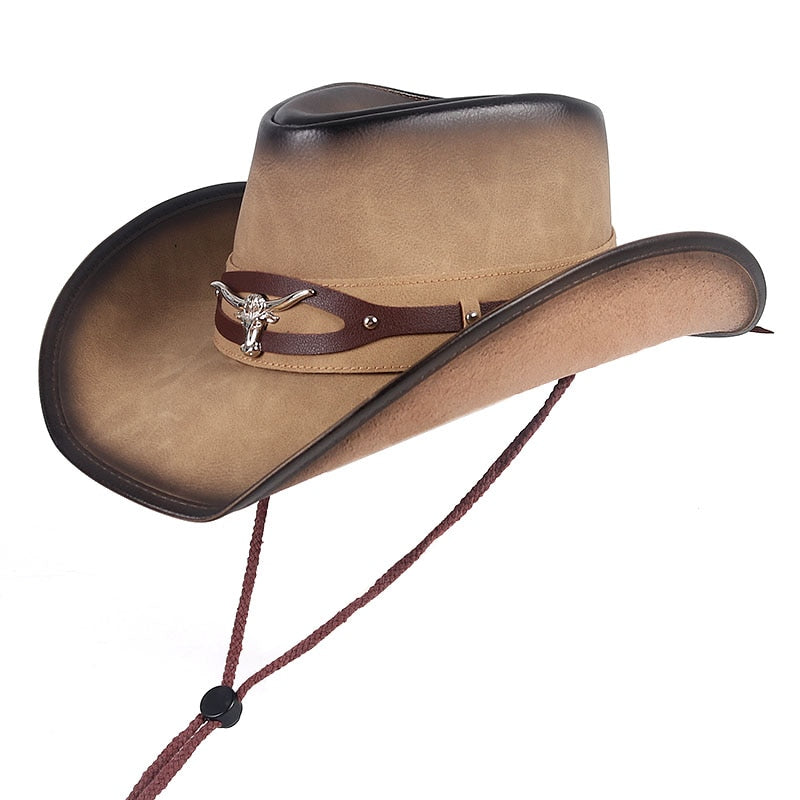 High Quality Western Cowboy Hat Men Women 2022 Faux Leather Cappello Classics Dad chapeau homme  Vaquero cowboy Vintage Cap