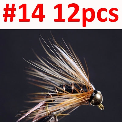 ICERIO 12PCS Brass Bead Head Prince Nymphs Stonefly Caddis Fly Trout Fishing Fly Lures