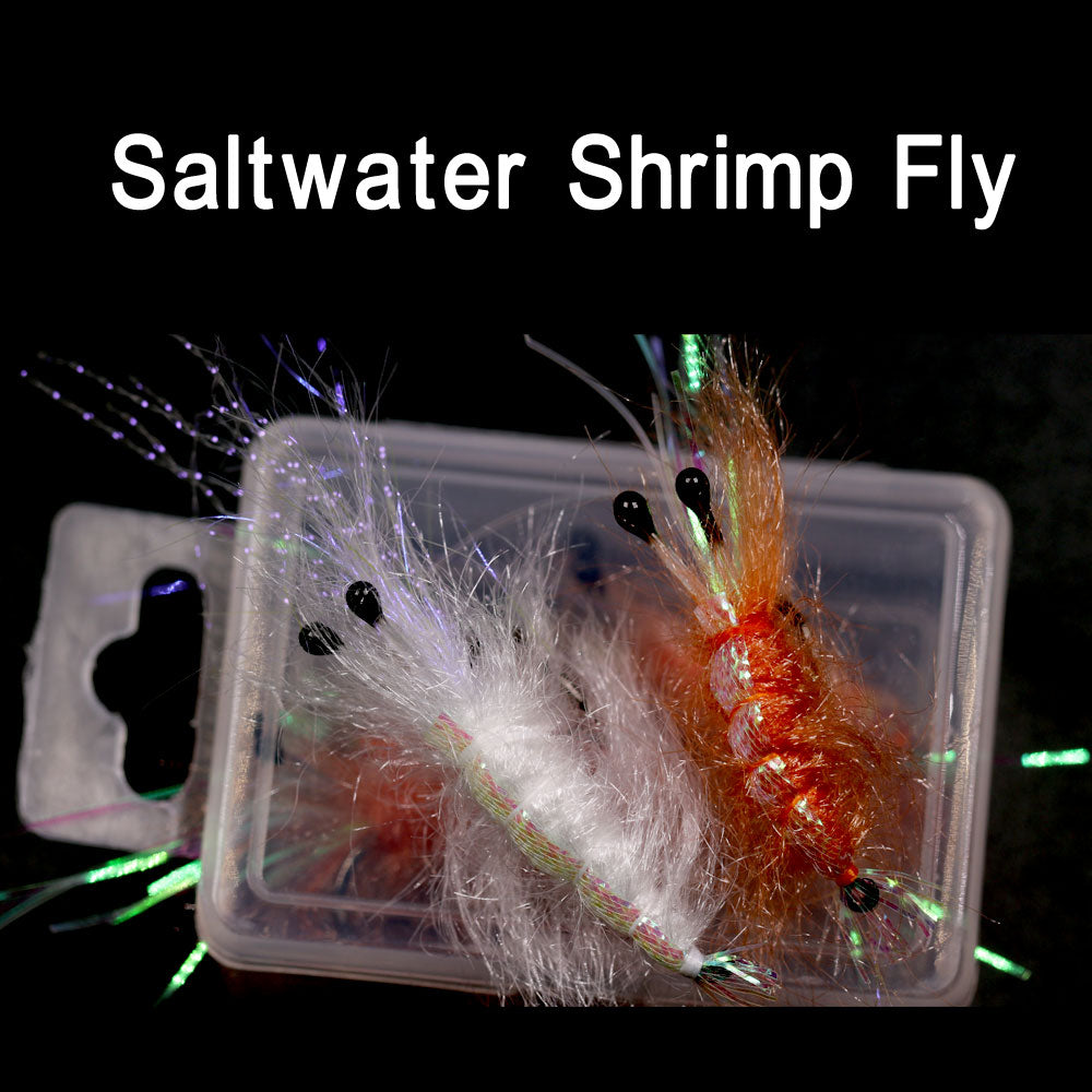 4PCS #6 Orange #1 Pearl Back Flash Shrimp Fly Sinking Artificial Shrimps for Trout Saltwater Sabiki Fishing Bait Lures