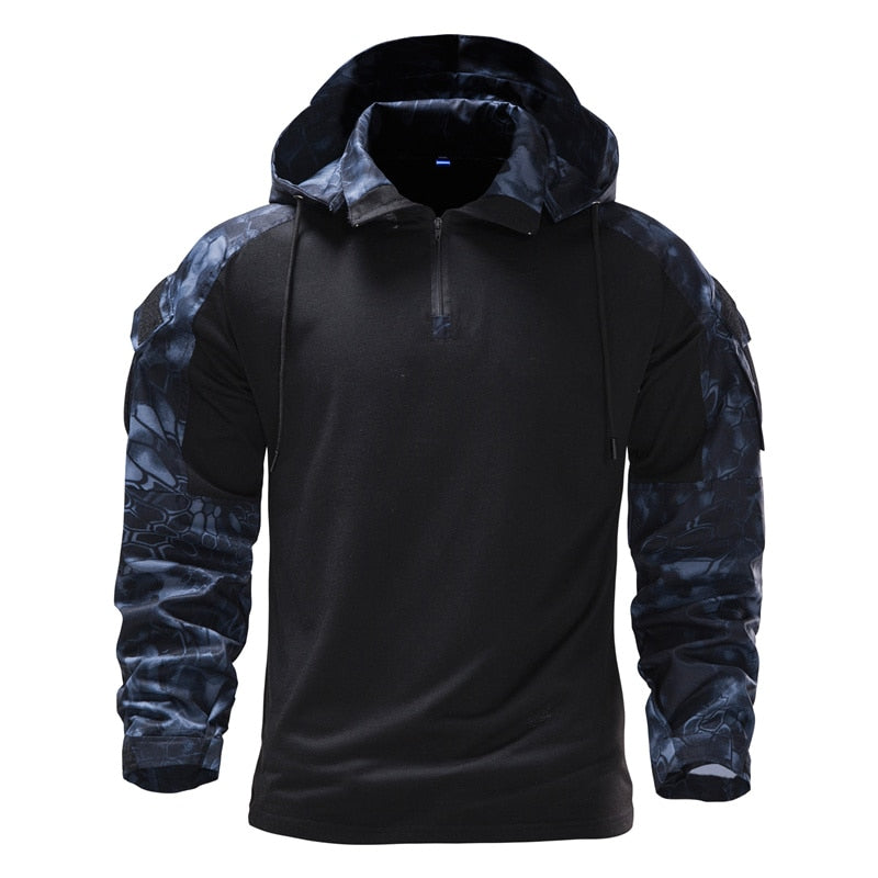 2022 New Men&#39;s Military Camouflage Tactical Long-sleeved T-shirt Fashion Hooded Camouflage Long-sleeved Sweatershirt EU Size