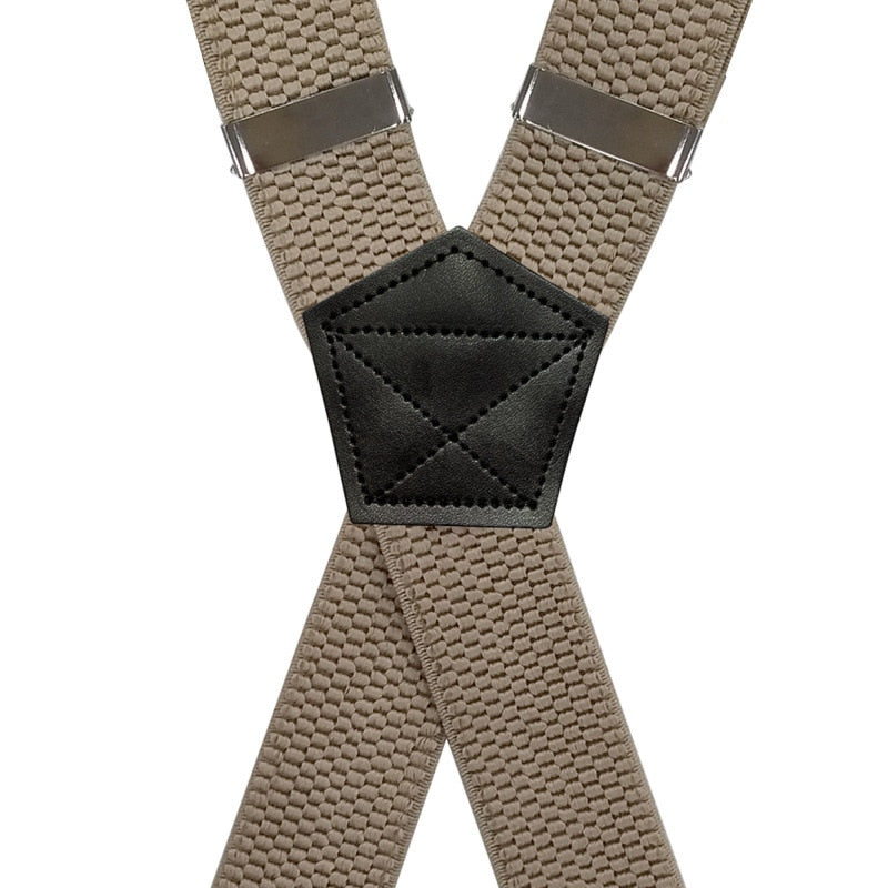 Men&#39;s Suspenders 3.8cm Wide X-Shape with 4 Swivel Snap Hooks Adjustable Elastic Biker Snowboard Trouser Braces Heavy Duty Work