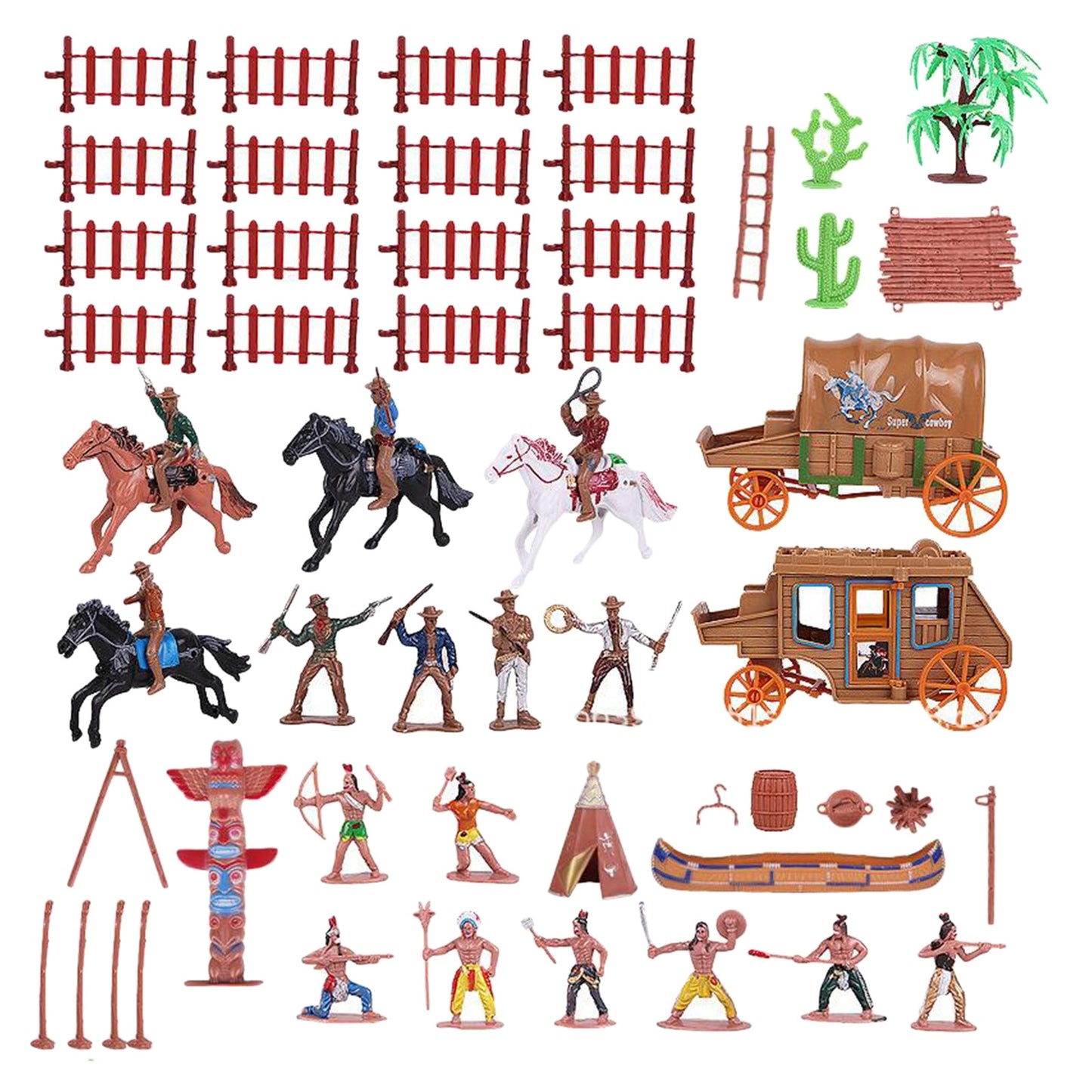 43pcs / Set West Cowboys Indians Plastic Figure Soldier Boy Toy