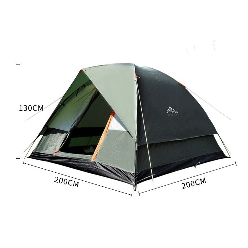 3-4 Person Windbreak Camping Tent Dual Layer Waterproof Pop Up Open Anti UV Tourist Tent For Outdoor Hiking Beach Travel Camping