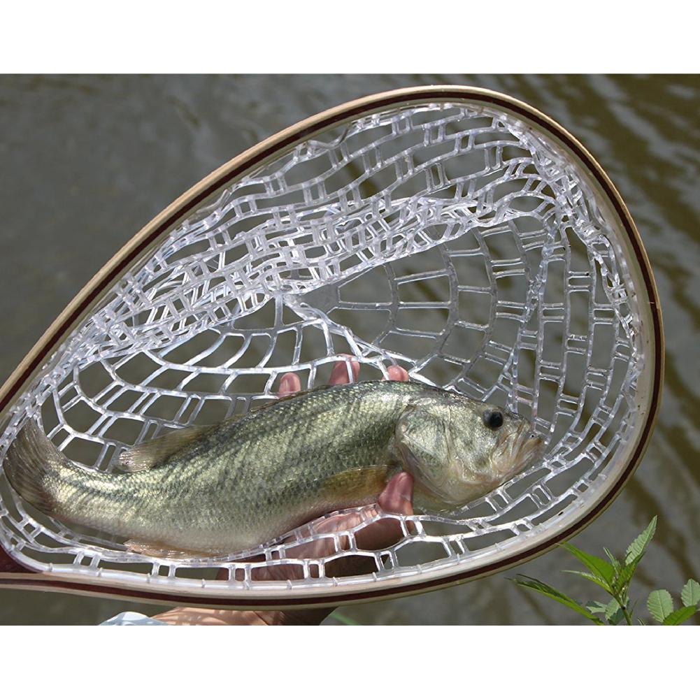 Fly Wooden Fishing Net Soft Rubber Landing Handl Trout Mesh Fish Catch and Release of Black Fishing Tool Supplies Durable