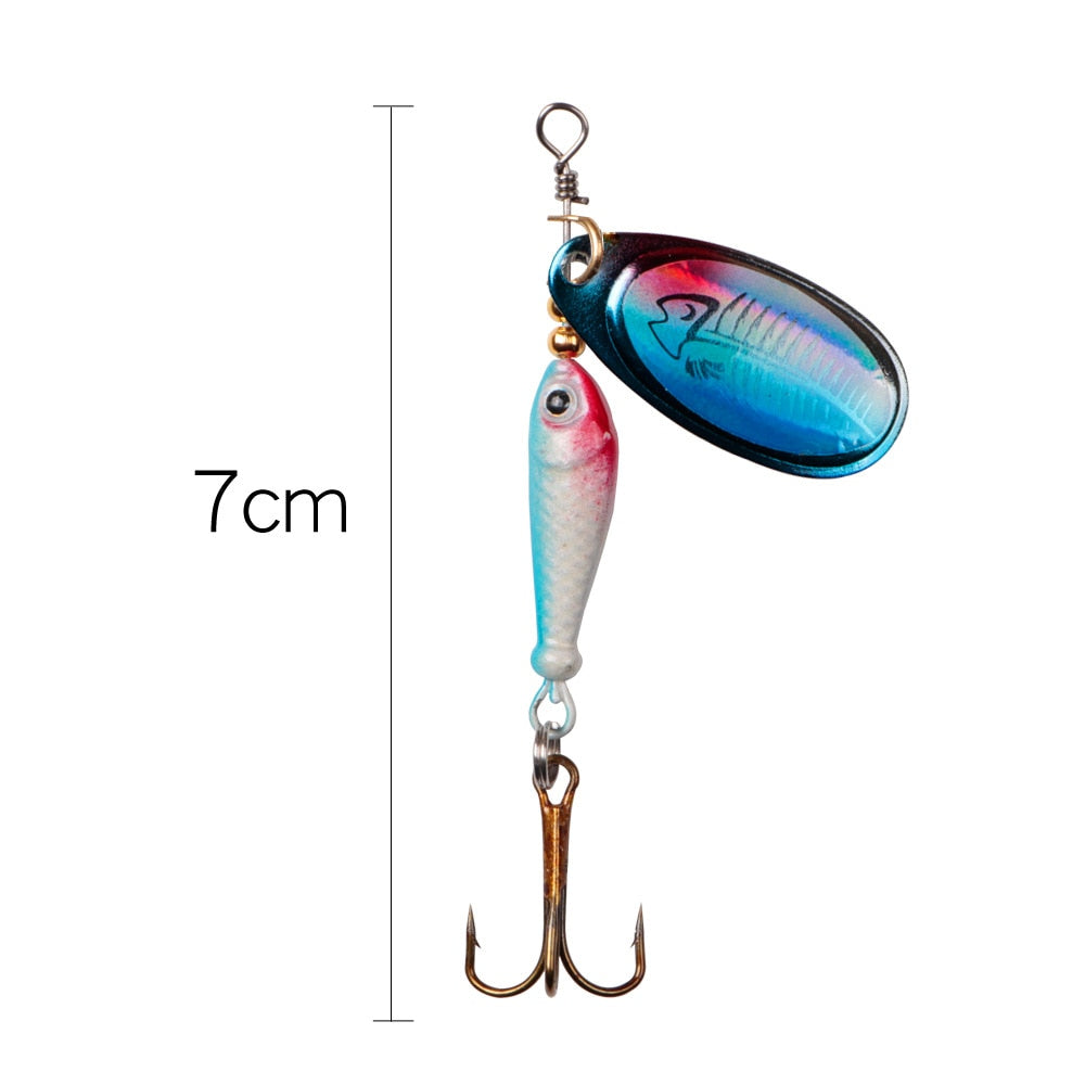 1Pcs 7cm 9g Spinner Spoon Metal Bait Fishing Lure Sequins Crankbait Spoon Baits for Bass Trout Perch Pike Rotating Fishing