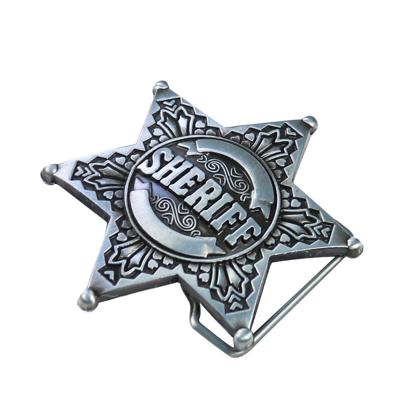 Hexagon Star Sign Metal Belt Buckles for Men US Sheriff Badges Buckles for Belts High Quality Western Cowboy Belt Accessories