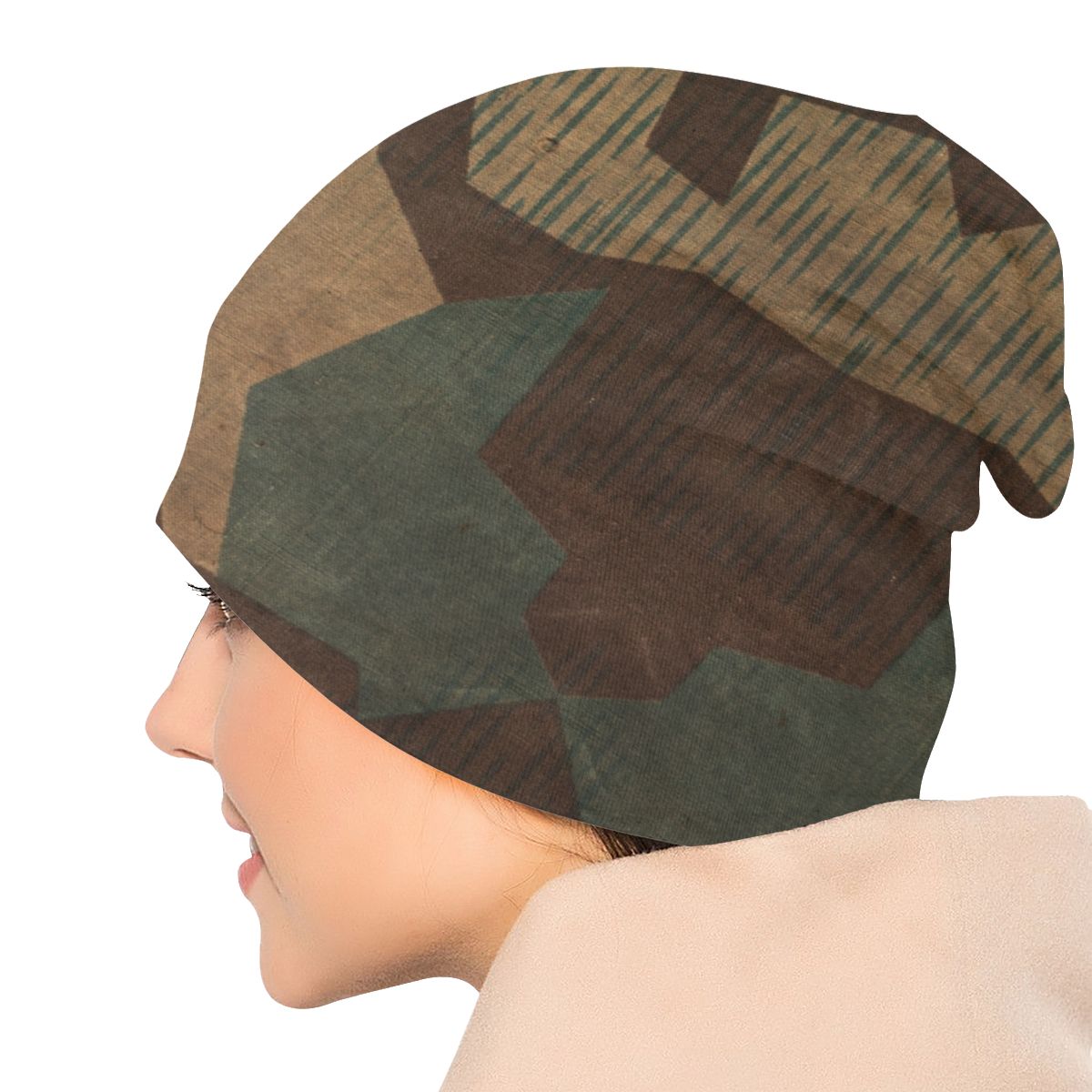 Splintertarn German WW2 Camouflage Bonnet Beanie Knitted Hat  Women Military Army Tactical Camo Warm Winter Skullies Beanies Cap