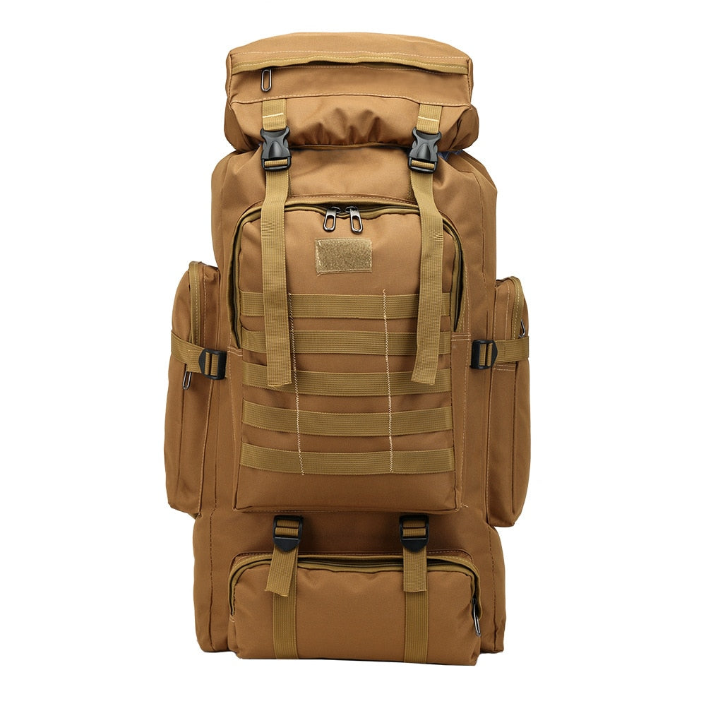 80L Waterproof Molle Camo Tactical Backpack Military Army Hiking Camping Backpack Travel Rucksack Outdoor Sports Climbing Bag