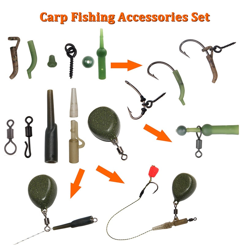 Carp fishing accessories Kit Matte carp swivels Soft Anti tangle sleeve carp fishing connector terminal fishing carp tackle