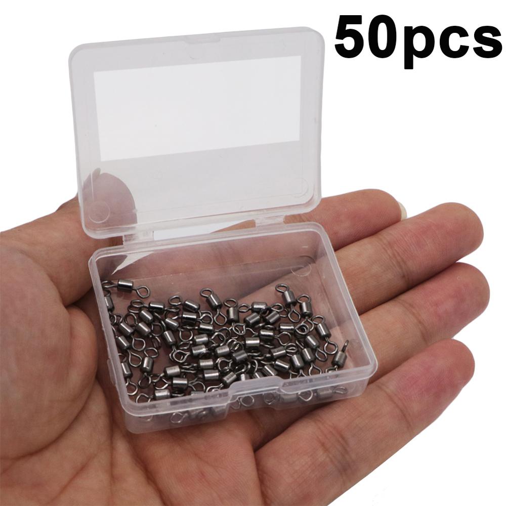 50-100pcs/box Fishing Barrel Bearing Rolling Swivel Solid Ring LB Lures Connector 14 Size Fishing Tackle Accessories Fish Tool