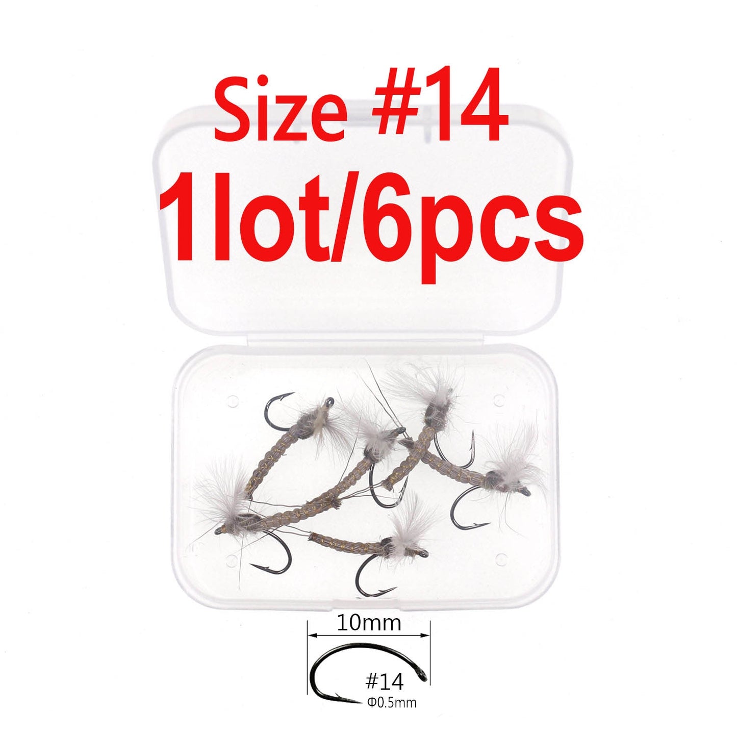 Bimoo 6PCS Size #12 CDC Feather Wing Mayfly Dry Fly Rocky River Trout Fishing Flies Bait Lure