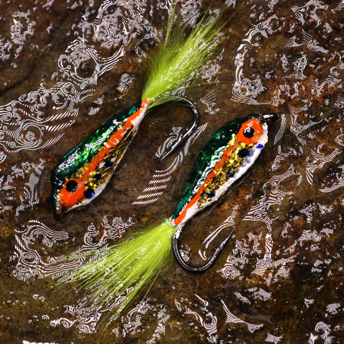 Bimoo 2PCS Rainbow Trout Epoxy Body Minnows Fly Fishing Flies Streamer Fly Size #10