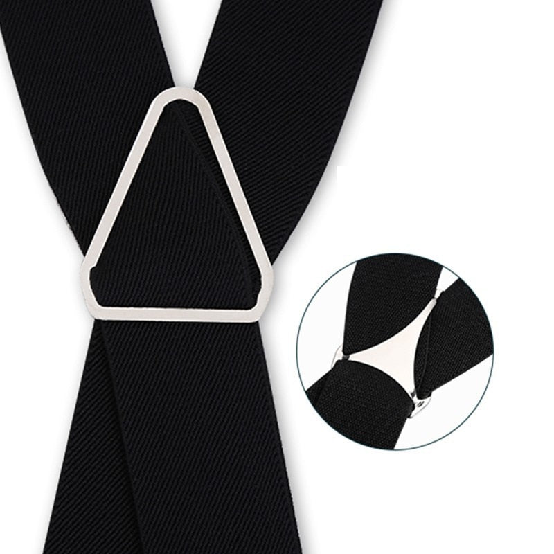 2.5cm width Triangle Metal X Back Suspensorio Classic 4 Hook Clip High Elastic Business Men Gift Suspenders Husband Father