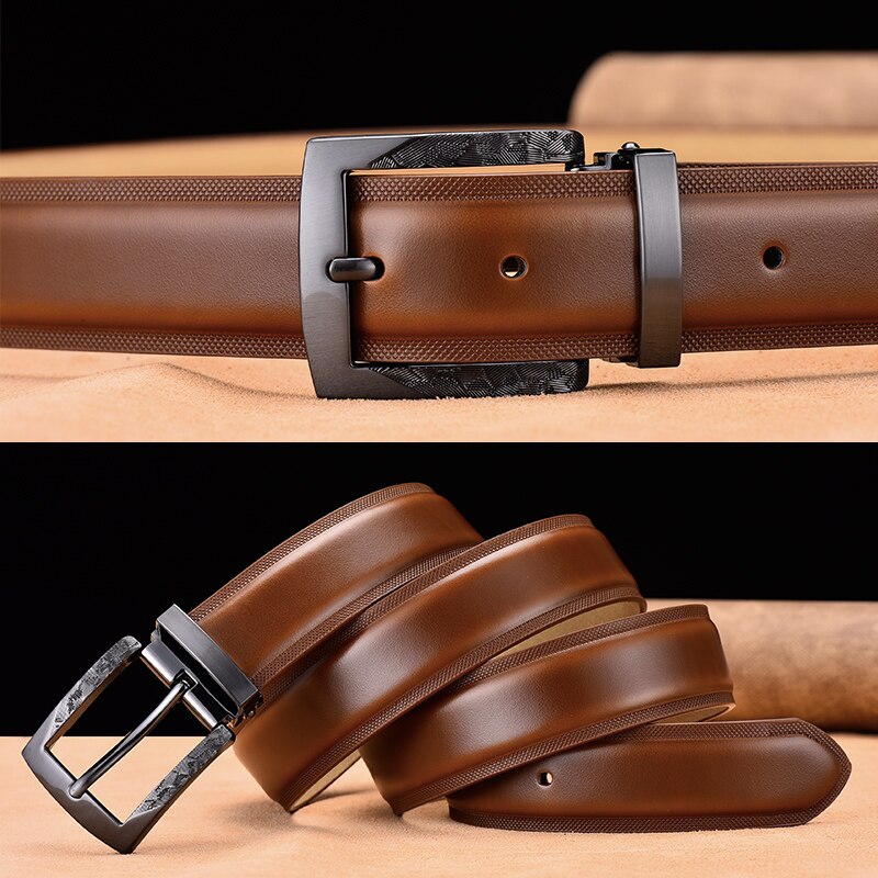 Men Belt High Quality Cow Genuine Leather Luxury Strap Male Belts For Men New Fashion Classic Vintage Gun Metal Pin Buckle