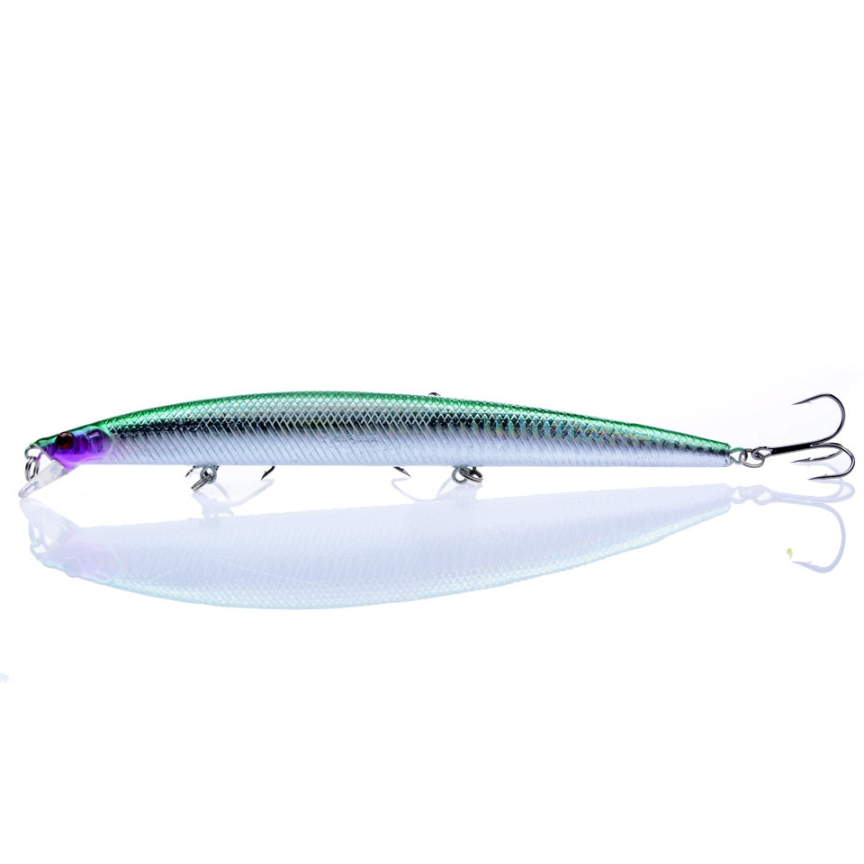 Best selling 1pcs 18cm 24g big long fish Minnow sea fishing lure bait 3D eyes Strong hooks lures for sea fishing