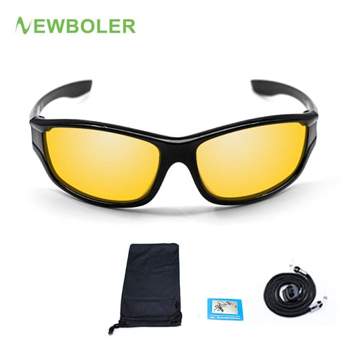 NEWBOLER Polarized Fishing Sunglasses Brown Yellow Lenses Night Version Men Glasses Outdoor Sport Driving Cycling Eyewear UV400