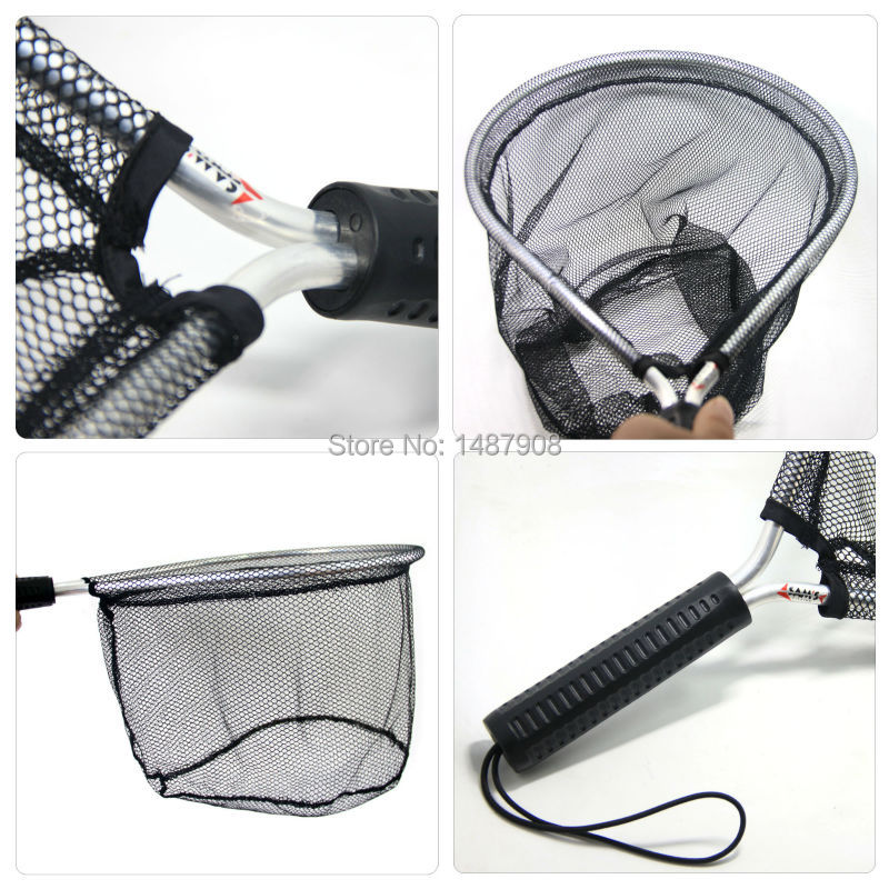 SAMSFX Fly Fishing Landing Net Catch and Release Nets Scoop Fish Hold Brail Nylon Mesh Netting Trout Kayak Boating Aluminum Hoop