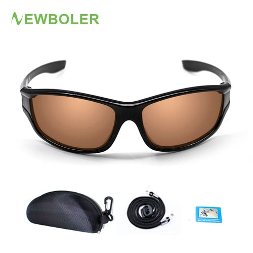 NEWBOLER Polarized Fishing Sunglasses Brown Yellow Lenses Night Version Men Glasses Outdoor Sport Driving Cycling Eyewear UV400