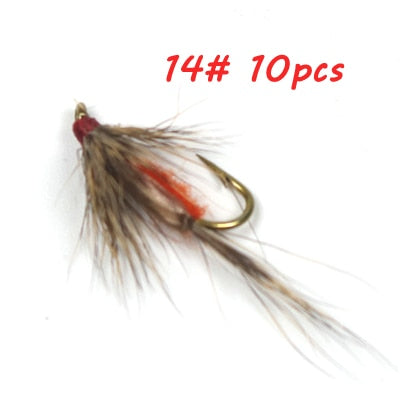 ICERIO 10PCS Deer Hair Caddis Dry Fly Tying Hook Trout Fishing Fly Lure Humpy Fly