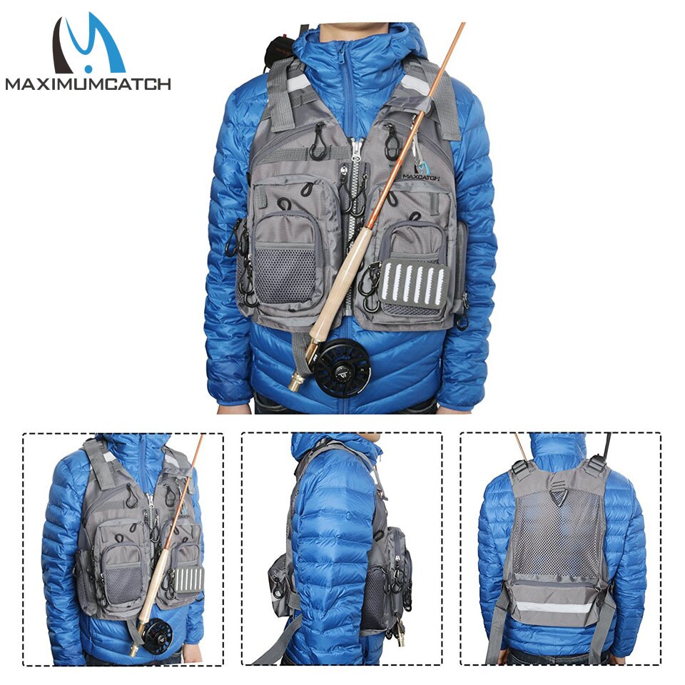 Maximumcatch Fly Fishing Vest Adjustable Mutil-Pocket Packs & Detachable Floatation Cushion Fishing Vest