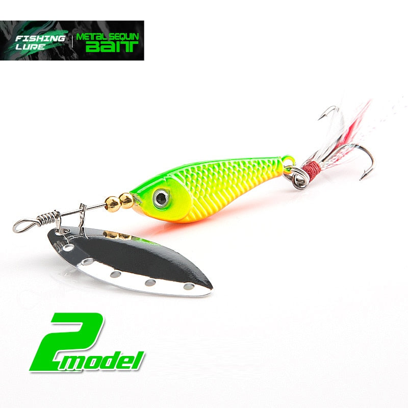 DONQL Spoon Spinner Metal Fishing Lure 13g 16g Sequin Artificial Wobbler Fishing Bait With Strong Treble Hooks Lures