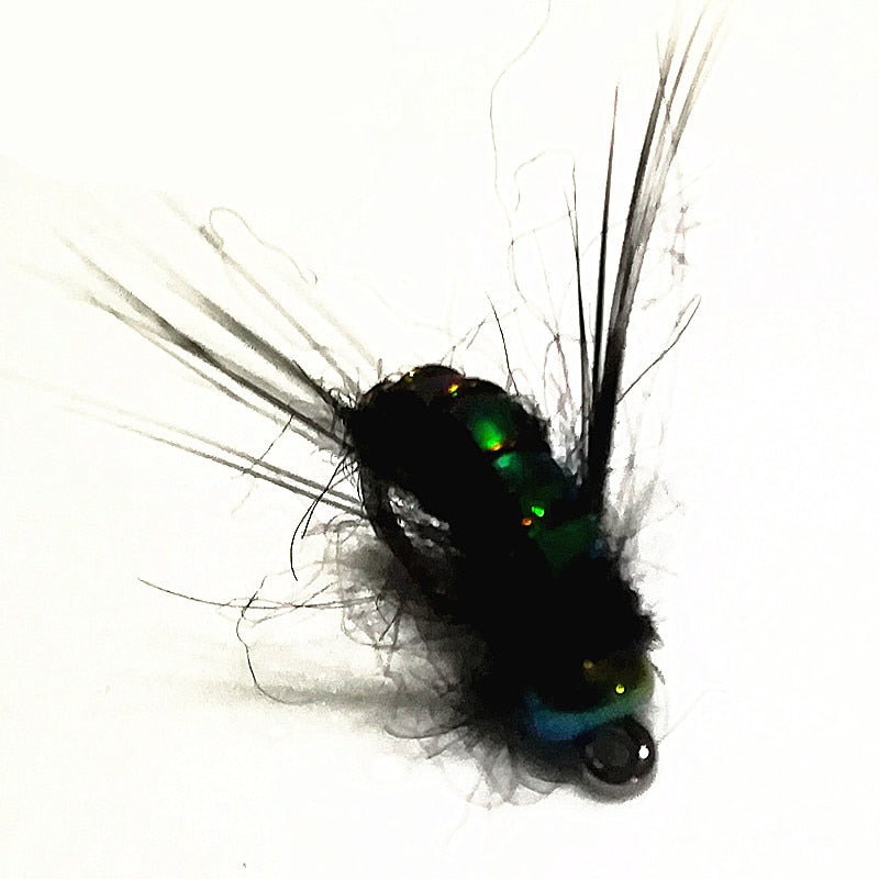 KKWEZVA 20PCS fishing lure #8 Black hooks Bright Skin Material Bee Nymph Spinner Dry Fly Insect Bait Trout Fly Fishing Flies