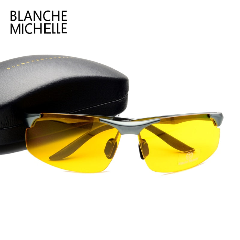 2022 Aluminum Magnesium Men Sunglasses Polarized Sports Driving Night Vision Goggles Sunglass Fishing UV400 Rimless Sun Glasses