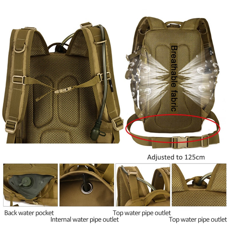 30L Men Tactical Backpack Waterproof Army Shoulder Military Rucksuck Hunting Camping Multi-purpose Molle Hiking Travel Bag XA39D