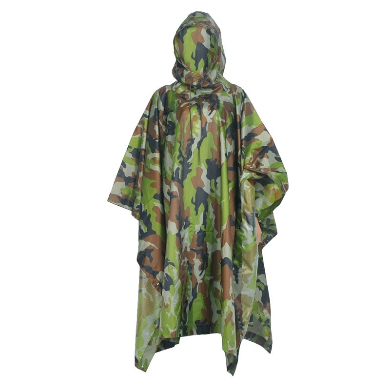 Military Outdoor Hunting Ghillie Suits Raincoat Waterproof Environmental Unisex Raincover Emergency Poncho Hunting Ghillie Suits