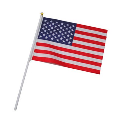USA 10pcs the Small 14X21CM United States flag America hand flag flying USA hand national flag with Pole Handing flag