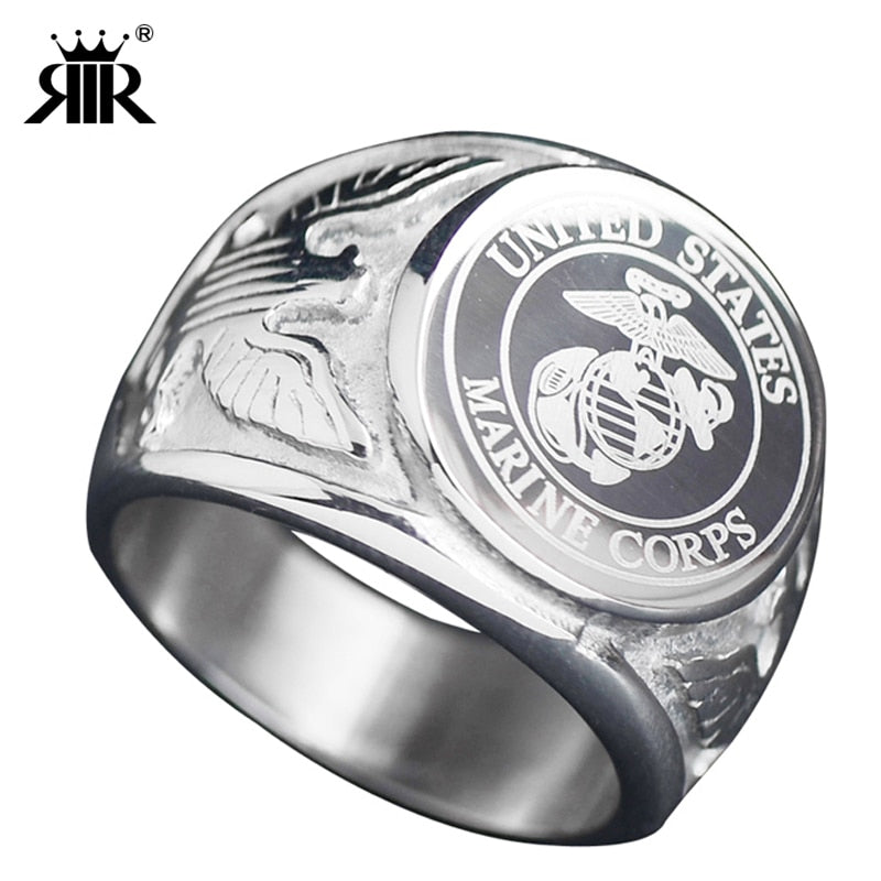 USA Military Ring United States MARINE CORPS US ARMY Men Signet Rings Fashion Stainless Steel Jewelry