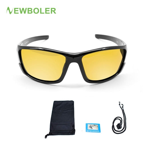 NEWBOLER Polarized Fishing Sunglasses Brown Yellow Lenses Night Version Men Glasses Outdoor Sport Driving Cycling Eyewear UV400