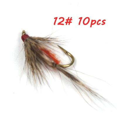 ICERIO 10PCS Deer Hair Caddis Dry Fly Tying Hook Trout Fishing Fly Lure Humpy Fly