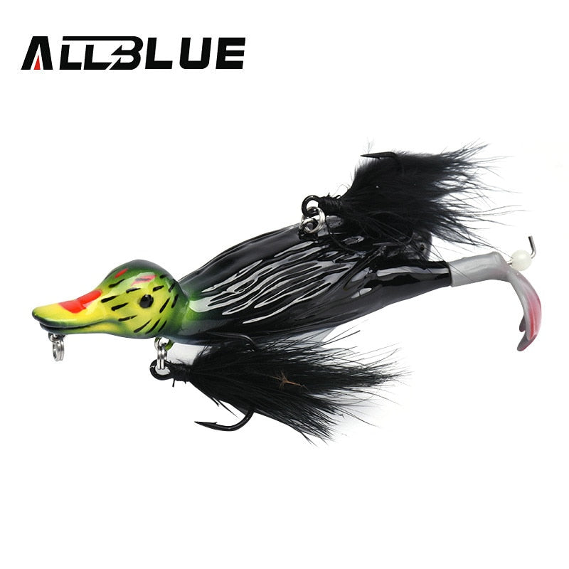 ALLBLUE 3D STUPID DUCK Topwater Fishing Lure Floating Artificial Bait Plopping and Splashing Feet Hard Fishing Tackle Geer