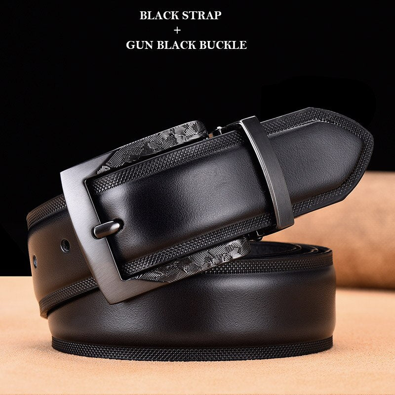 Men Leather Fashion Business Belt Gun Metal Buckle Men&#39;s Leather High Quality Belt Nickel Buckle Double Color Strap Dropshipping
