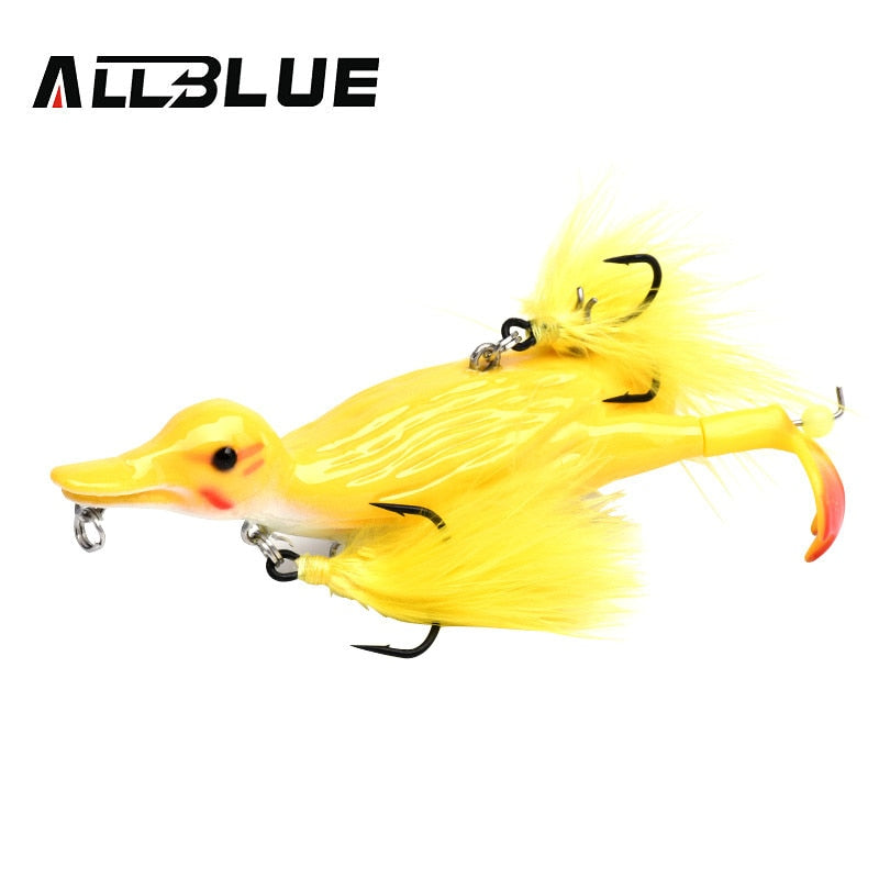 ALLBLUE 3D STUPID DUCK Topwater Fishing Lure Floating Artificial Bait Plopping and Splashing Feet Hard Fishing Tackle Geer