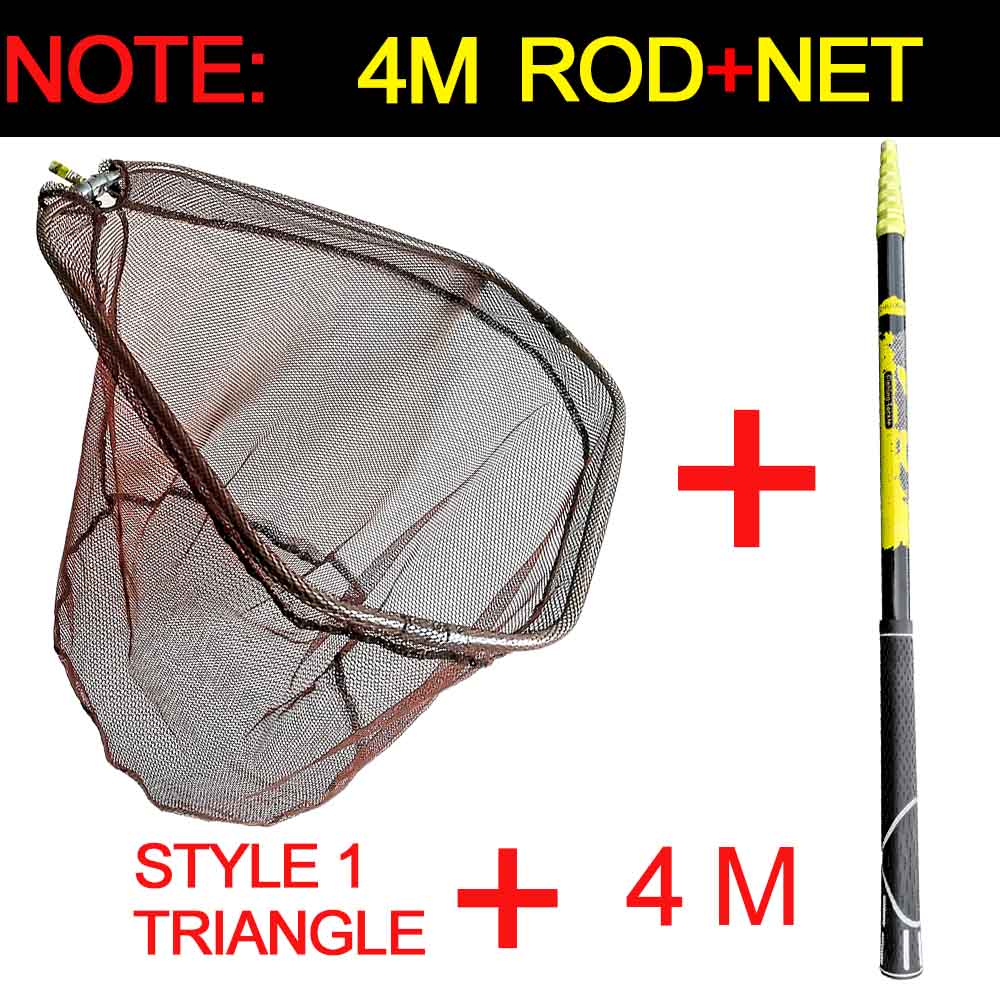 Fishing landing hand Nets 4M 3M 2.1M Folding Carbon rod Nylon Collapsible steel Tackle  tank Hole Depth Dipfor fishing