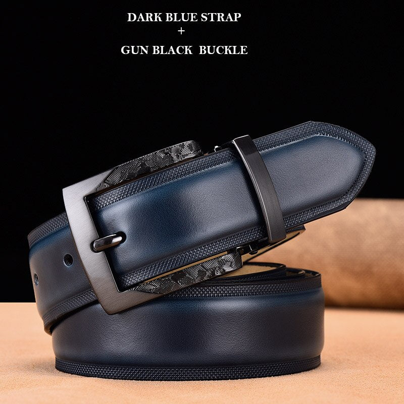 Men Leather Fashion Business Belt Gun Metal Buckle Men&#39;s Leather High Quality Belt Nickel Buckle Double Color Strap Dropshipping