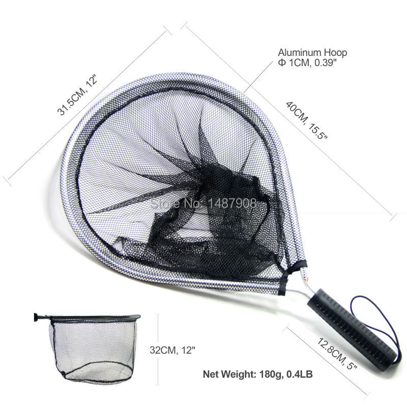 SAMSFX Fly Fishing Landing Net Catch and Release Nets Scoop Fish Hold Brail Nylon Mesh Netting Trout Kayak Boating Aluminum Hoop