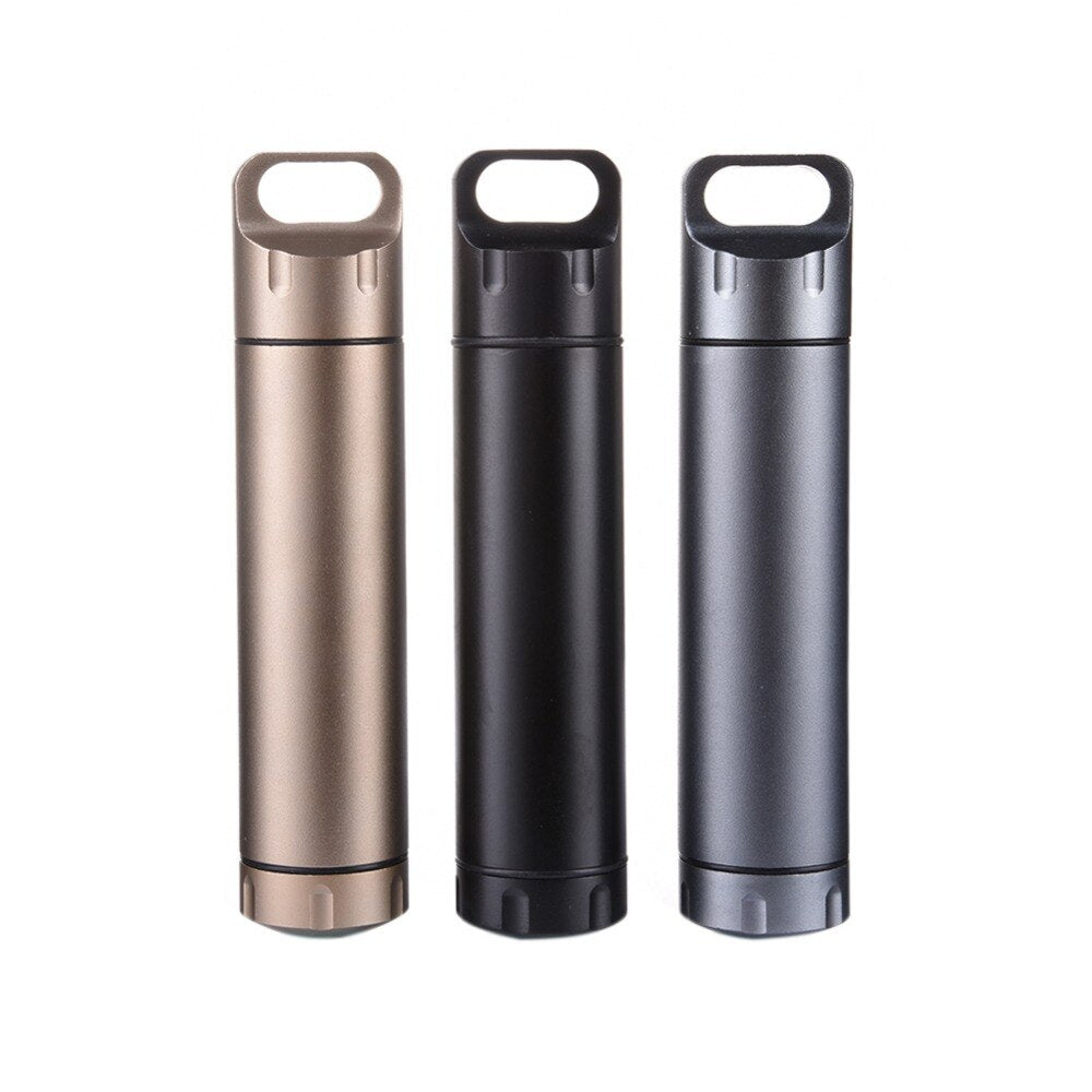 Portable Waterproof Capsule Seal Bottle Stainless Steel Outdoor Survival Pill Box Container Capsule Pill Bottle Tank