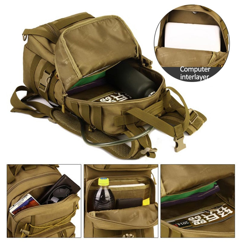 30L Men Tactical Backpack Waterproof Army Shoulder Military Rucksuck Hunting Camping Multi-purpose Molle Hiking Travel Bag XA39D