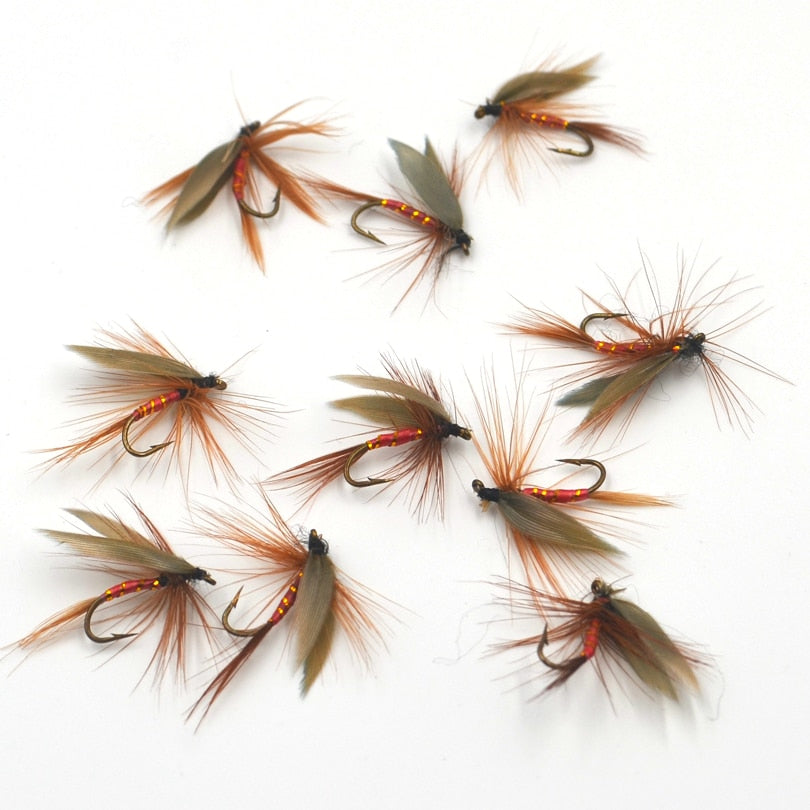 MNFT 10PCS Peacock Wings May Fly Trout Fishing Flies 12# Barbed Hooks Fishing Lure